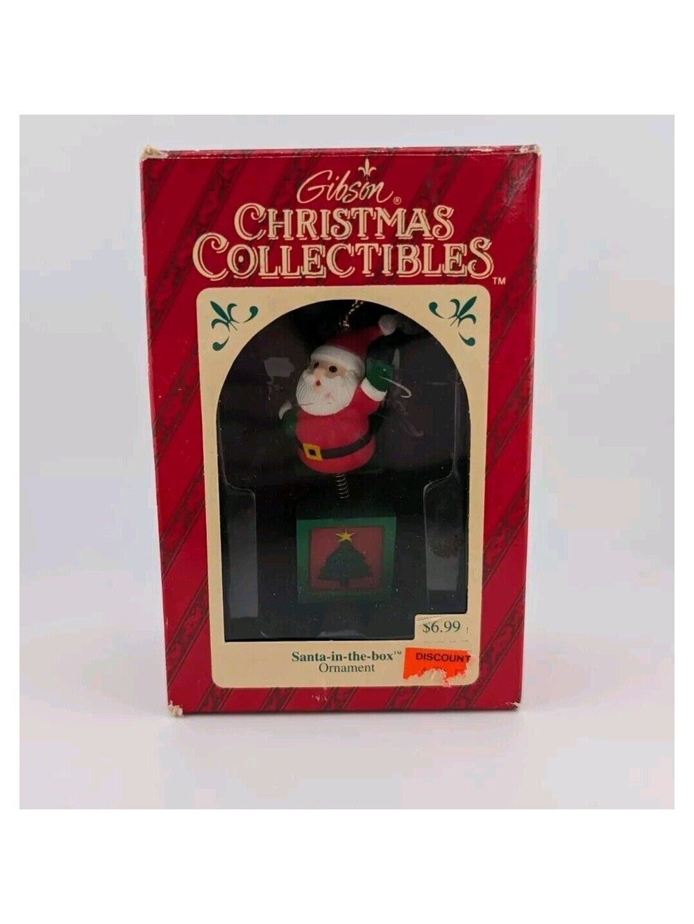 Gibson Christmas Collectibles Santa In The Box Tree Ornament Vintage 1993